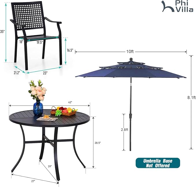 PHI VILLA 5 Pieces Outdoor Dining Set - Image 9