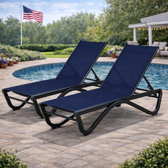 Kozyard Outdoor Chaise Lounge Chair, Full Aluminum Frame, Adjustable Reclining by Kozyard