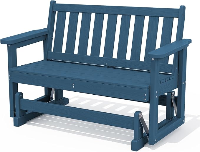 SERWALL Outdoor HDPE Glider Bench, All Weather Swinging Bench by SERWALL