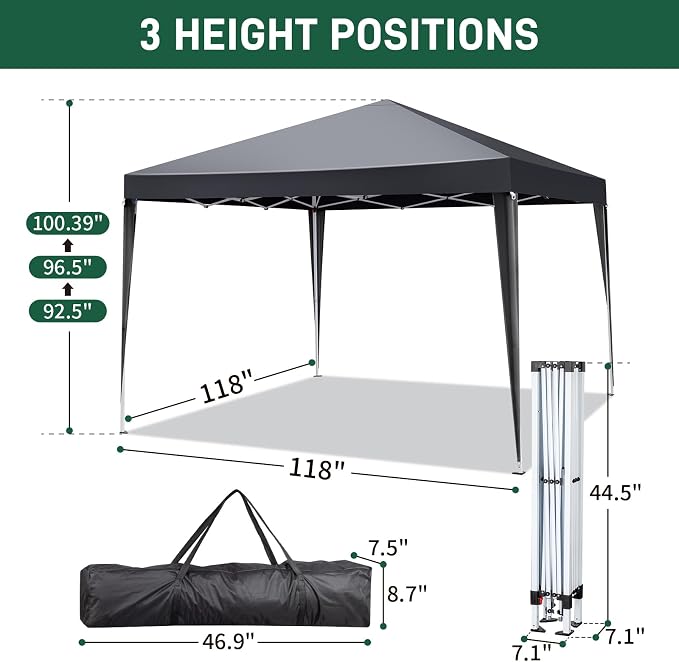 VINGLI Pop Up Canopy Tent with Sidewalls, Outdoor Gazebo Canopy Tent, Patio - Image 3