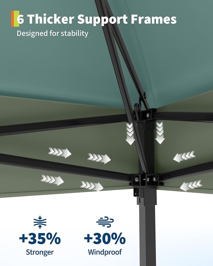 Canopy Tent 12x12 ft, Pop Up Gazebo One-Push Setup - Image 6