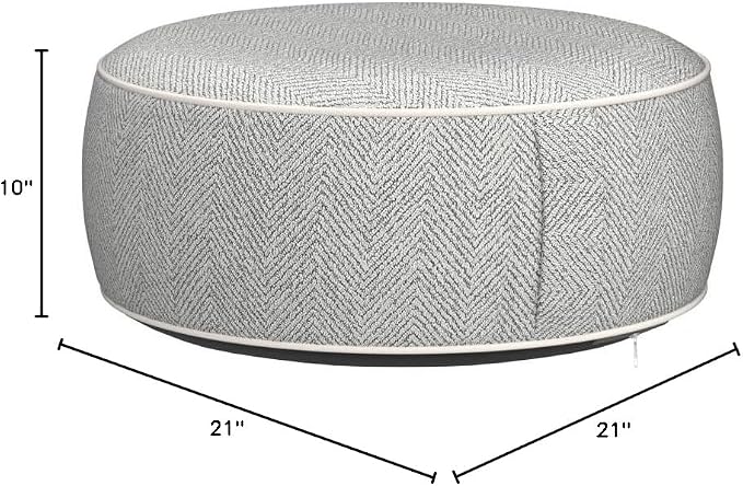 Inflatable Pouf Ottoman, 21x10 Inches Stuffed Chenille Ottoman - Image 2