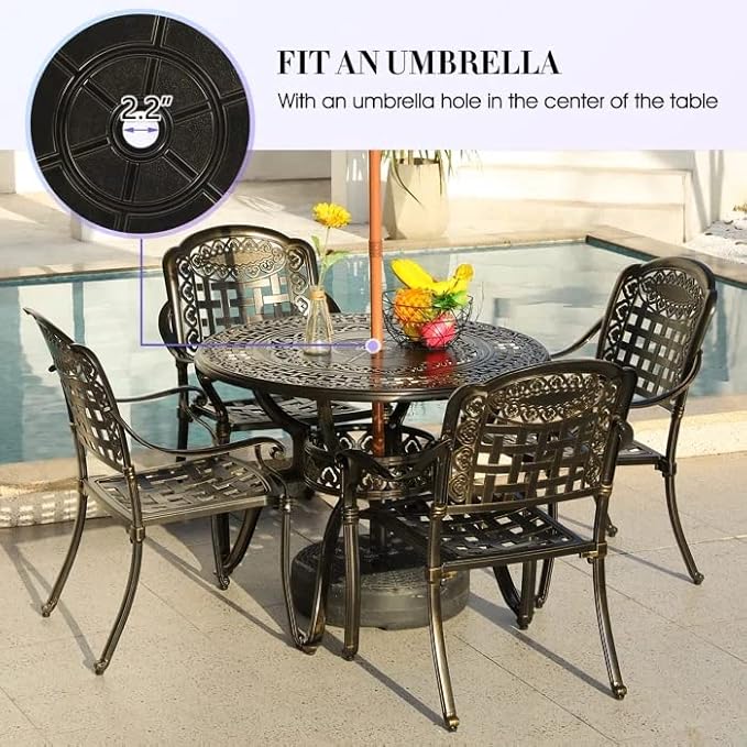 Patio Dining Table, Cast Aluminum Patio Table - Image 7