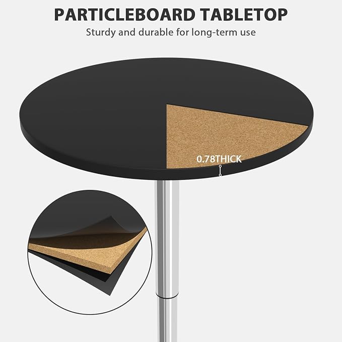 Adjustable Bar Table Cocktail Table Pub Drink Table, Hydraulic Small Round - Image 4