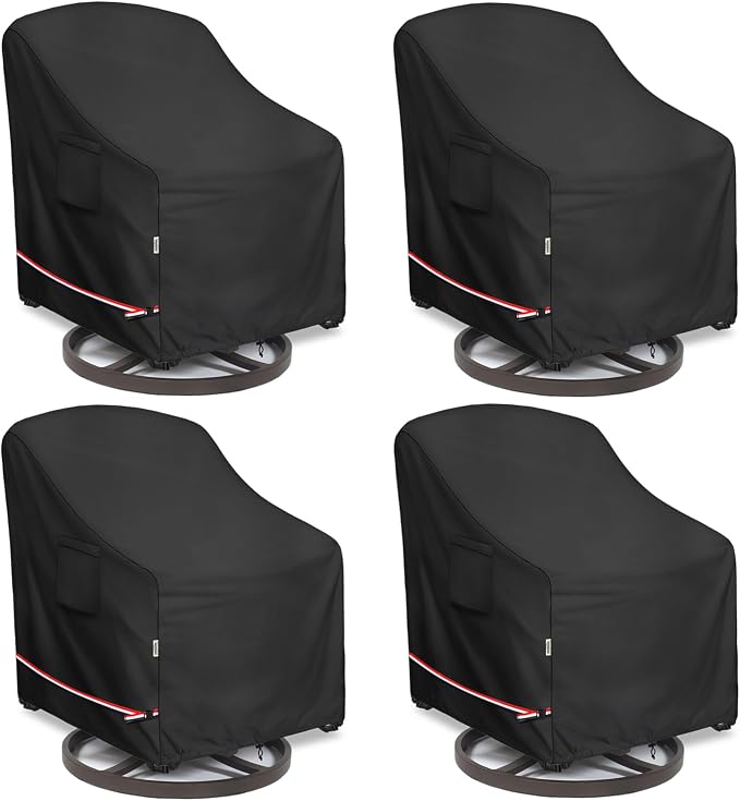 Patio Chair Covers for Outdoor Furniture Waterproof 4 Pack, Heavy Duty by Hadisi