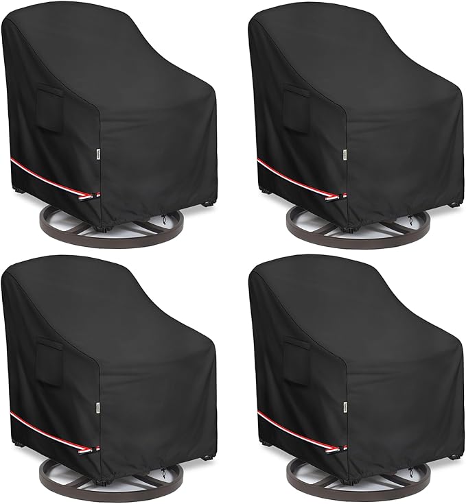 Patio Chair Covers for Outdoor Furniture Waterproof 4 Pack, Heavy Duty by Hadisi