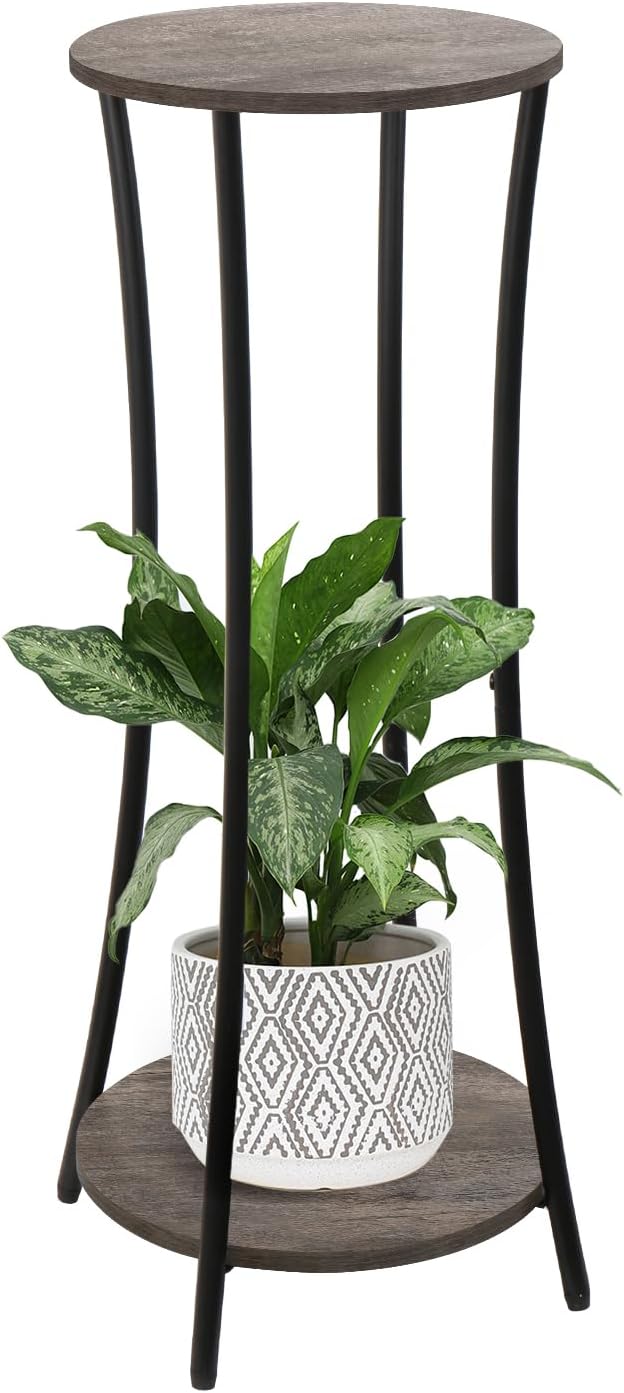 YINMIT Plant Stand Indoor, 2 Tier Round Potted Holder Rack, Flower Pot Stand by YINMIT