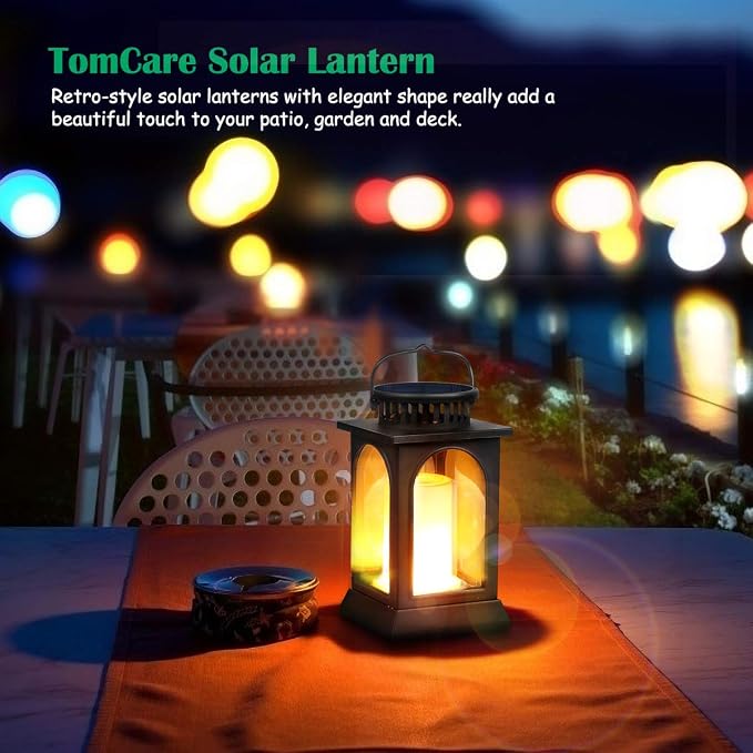 TomCare Solar Lights Flickering Flame Upgraded Metal Solar Lantern Outdoor - Image 7