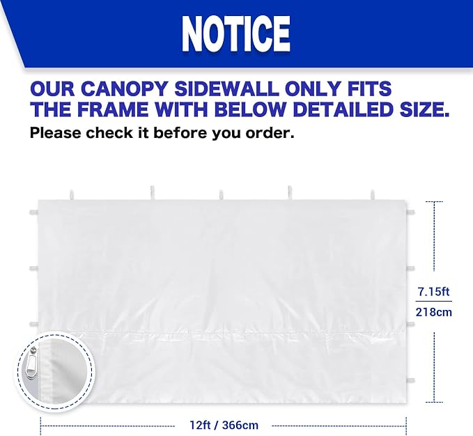 Instant Canopy Walls for 12x12 ft Pop Up Canopy Frame, 99% UV Protection - Image 3