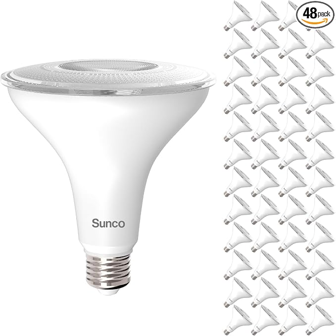 Sunco 48 Pack Outdoor Flood Light Bulb LED PAR38, Exterior Spotlight Bulbs by SuncoLighting