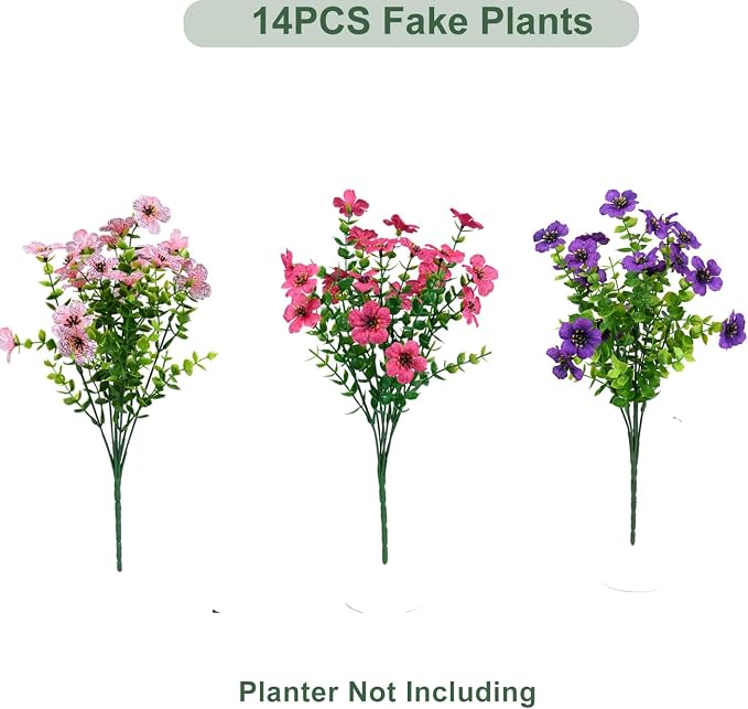 Artificial Flowers for Outdoor, UV Resistant Fake Silk Flowers, Realistic Faux - Image 3