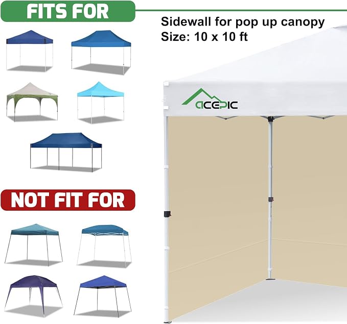 Sidewalls for 10x10 Pop Up Canopy, 210D Polyester Waterproof Canopy Sidewalls - Image 5