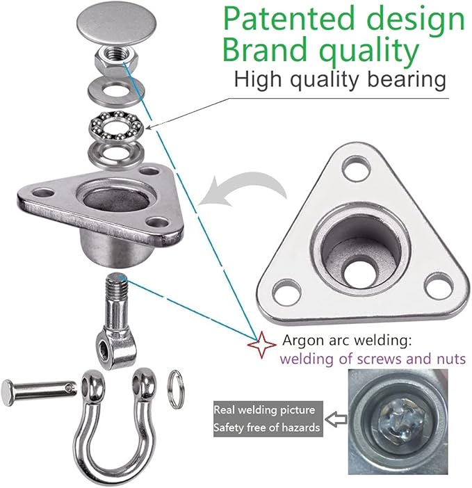 9M Stainless Steel Hanger with Smooth Swing Bearings, Heavy Duty 180°+360° - Image 2