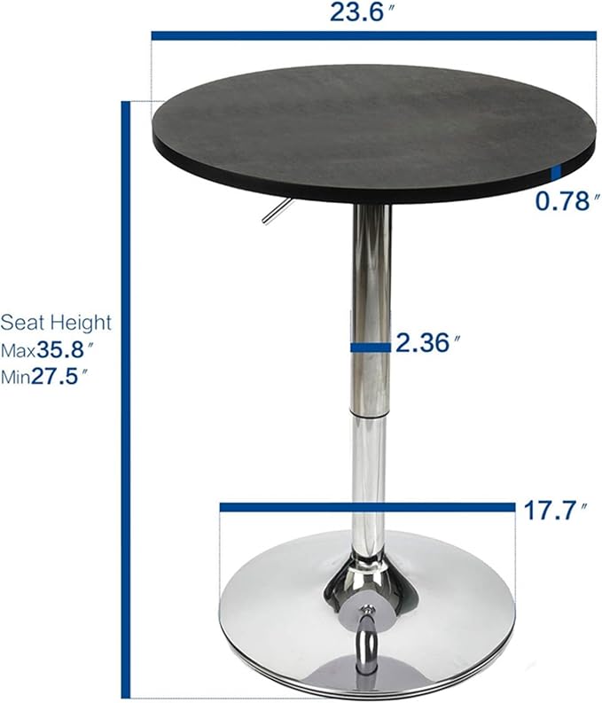 ARTETHYS Bar Table Adjustable Height Swivel 360 Degrees Round Tall Cpunter - Image 4