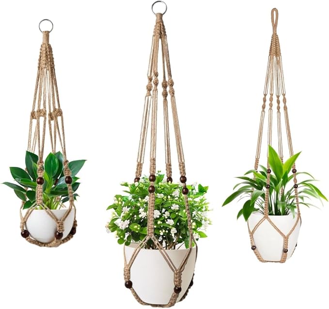 3 Pack Macrame Plant Hanger, Hanging Plant Holder, Boho Home Decor Hanging by Unknown