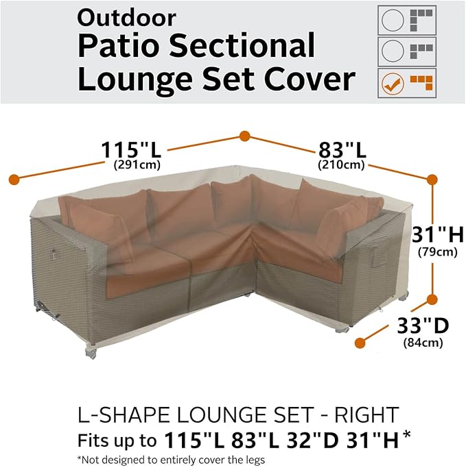 Heavy Duty Outdoor Sectional Sofa Cover, Lawn Patio Furniture Covers - Image 6