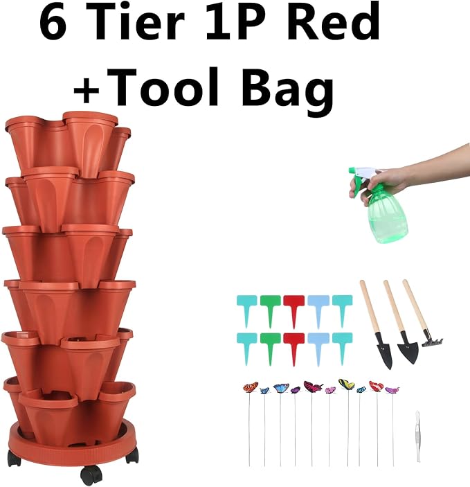 GameXcel Vertical Planter, 6 Tier Stackable Strawberry Planter - Image 8