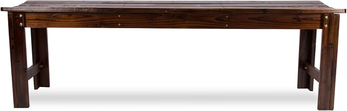 Shine Company Outdoor Wooden Backless Patio Garden Bench, 5 Ft, Burnt Brown - Image 3