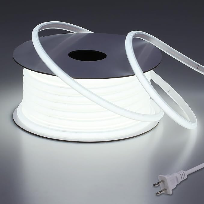 AC 110V COB LED Strip Lights Outdoor Waterproof 65.6ft, 6000K Cool White Super by BENLUN