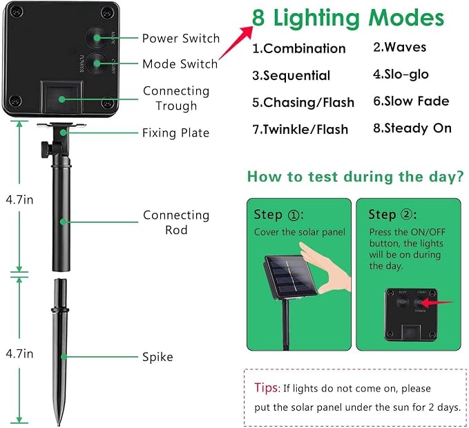 4 Pack Solar String Lights for Outside, 170 FT Total 480 LED Solar Chrismas - Image 3
