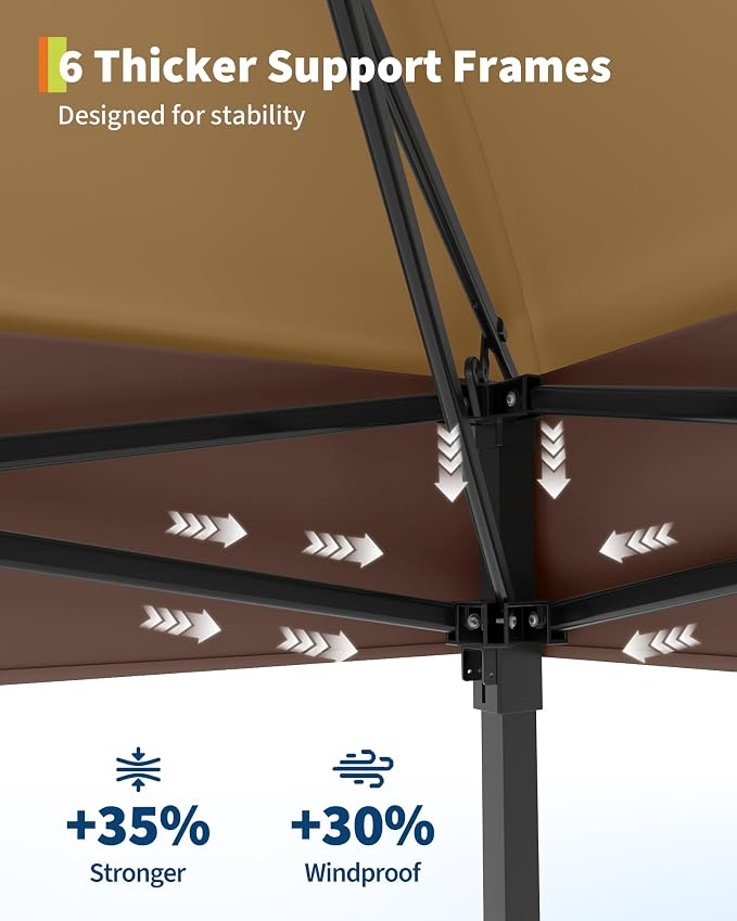 Canopy Tent 12x12 ft, Pop Up Gazebo One-Push Setup - Image 6