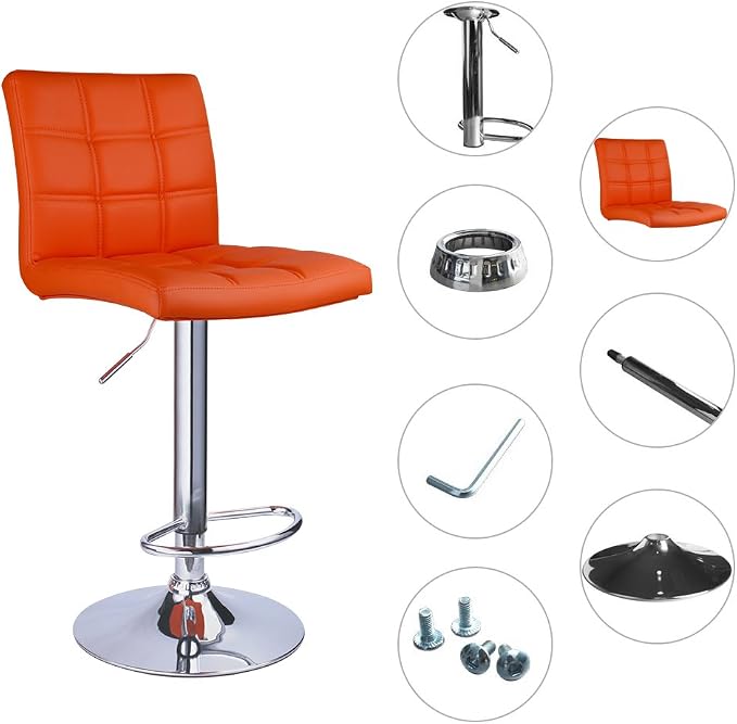 Modern Square PU Leather Adjustable Bar Stools - Image 8
