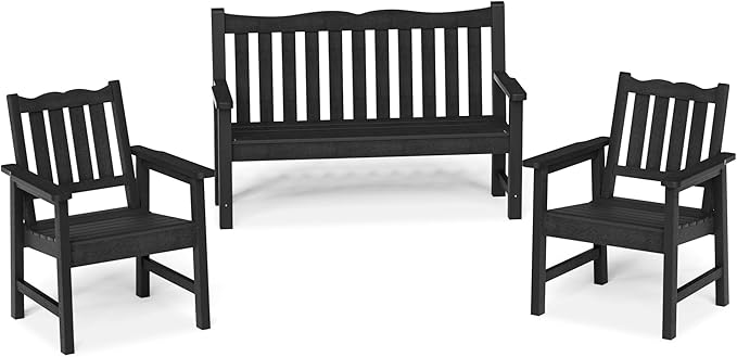 Stoog Weatherproof Outdoor Bench & Outdoor Chairs Set, Patio Furniture Set by Stoog