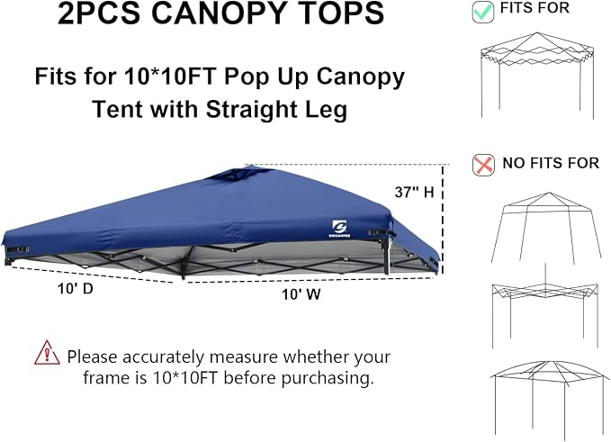 2PCS 10x10 Pop Up Canopy Replacement Top Cover - Image 2