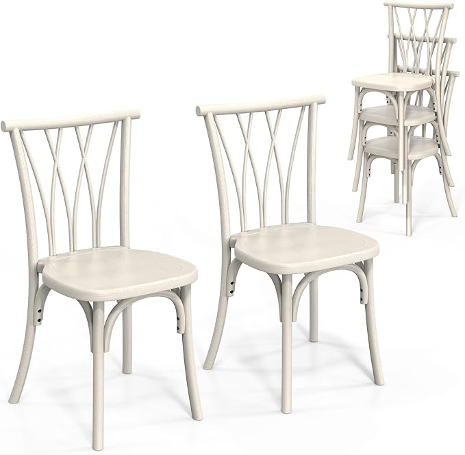 VINGLI Plastic Outdoor Dining Chairs Set of 2, Stackable Patio Dining Chairs by VINGLI