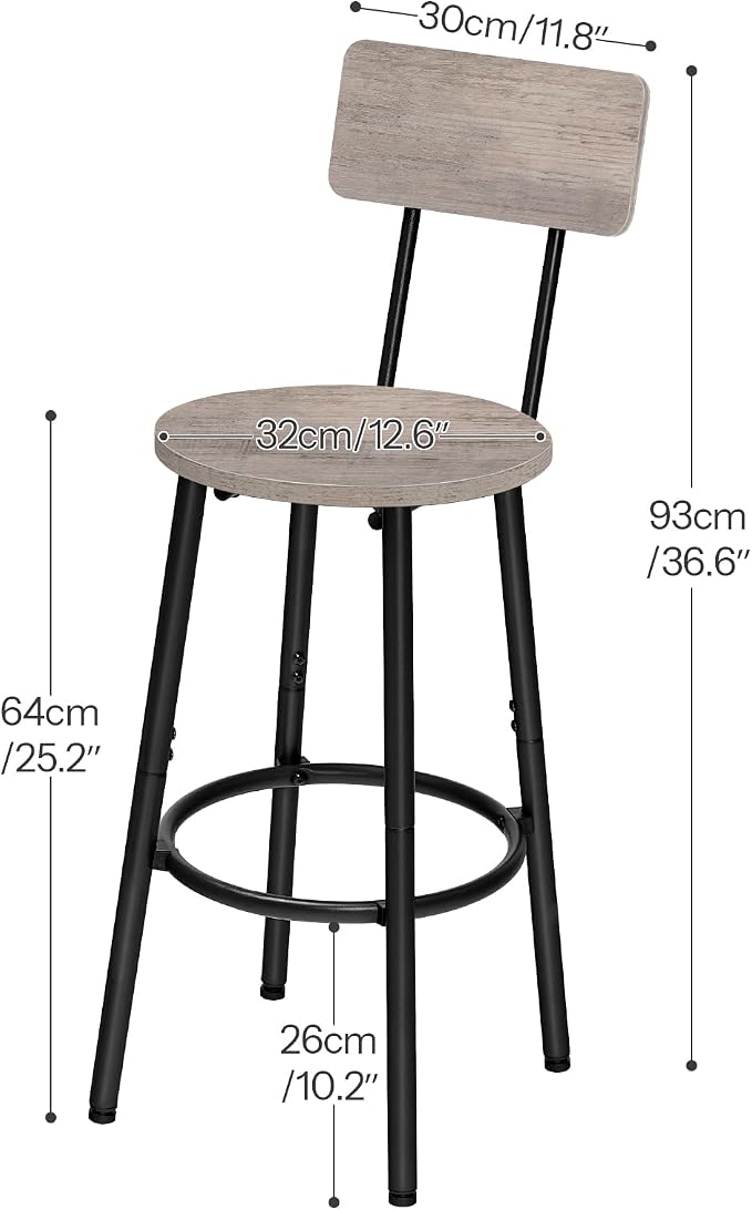 HOOBRO Bar Stools, 25.2" Bar Chairs - Image 3