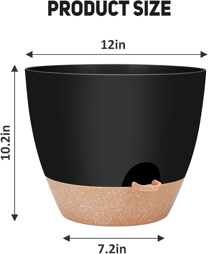 12 inch Large Self Watering Plant Pots, Flower Pots Planters - Image 4
