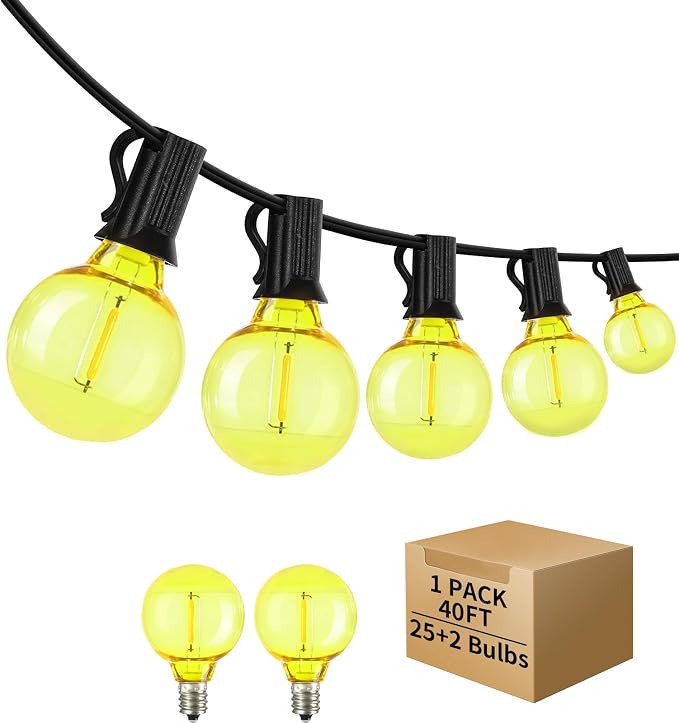 40FT LED Outdoor String Lights Waterproof, G40 LED Globe Outdoor Lighting by ShineU