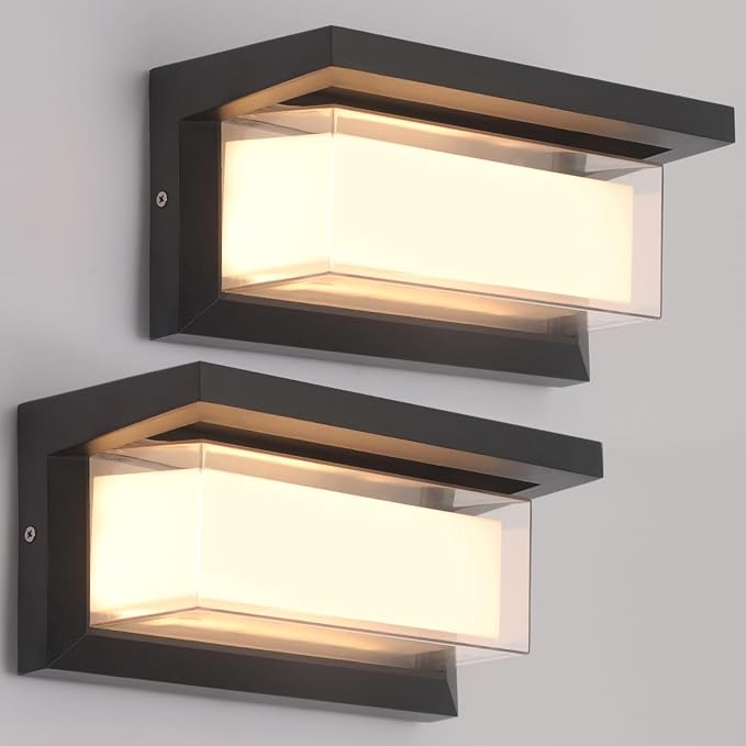 2 Pack 24W LED Outdoor Wall Lights Exterior/Interior Adjustable 3-Color Sconces by MilleLucciole