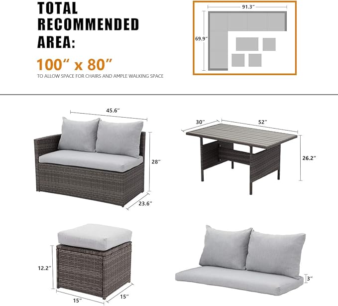 Wisteria Lane 7 Piece Patio Furniture Set, Wicker Patio Sectional - Image 5
