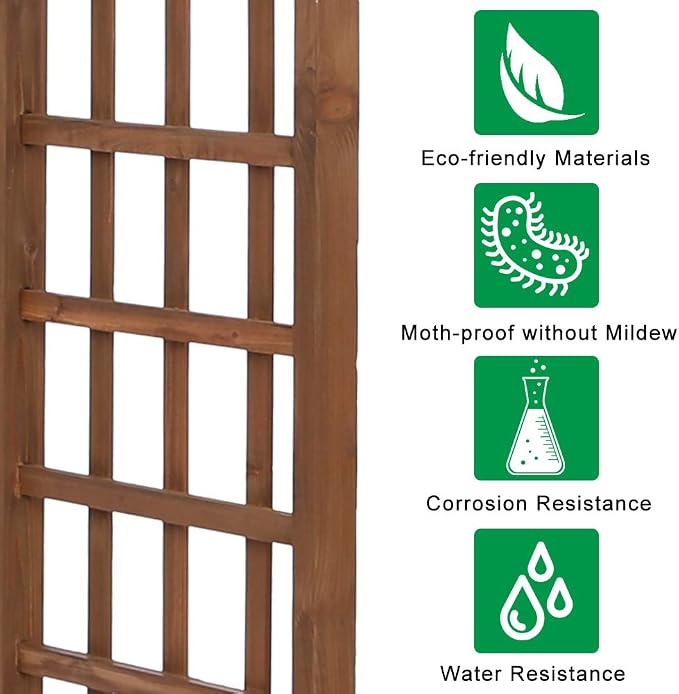 Outvita 7Ft Wooden Garden Arbor Arch, Wood Arbor Trellis, Pergola Archway - Image 4