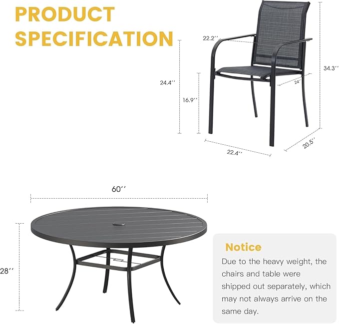 VICLLAX Large Patio Dining Furniture Set, Outdoor Dining Set - Image 2