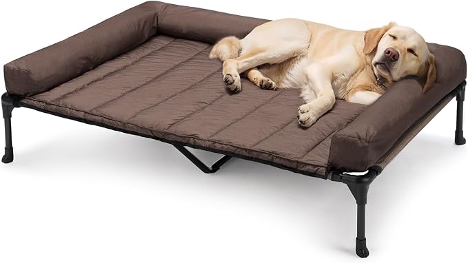 Veehoo Cooling Elevated Dog Bed Add Removable Waterproof Bolster Cushion Mat - Image 7