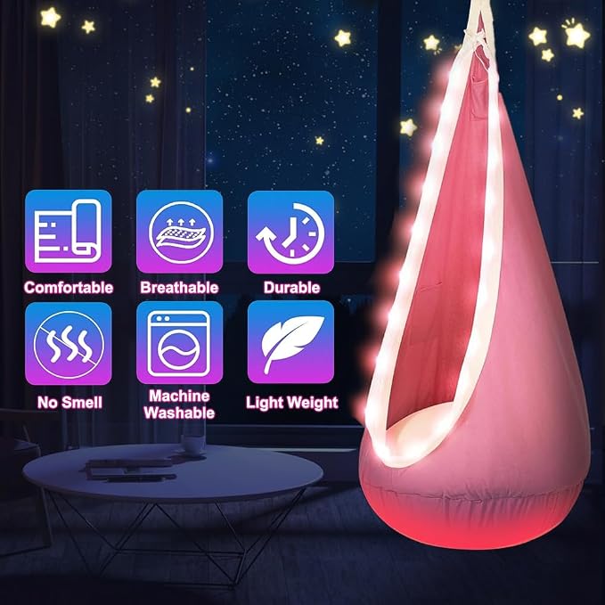 Light Up Swing Chair Hammock Chair Indoor Outdoor - Image 6