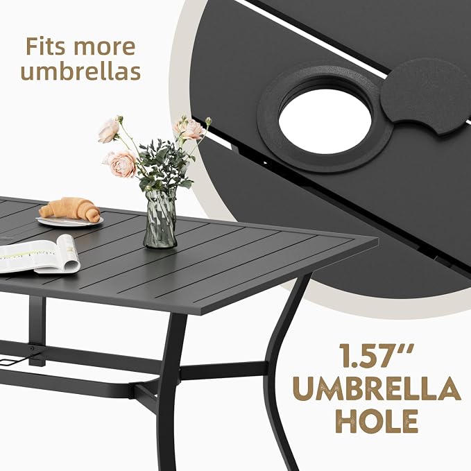 MELLCOM 63''x38'' Outdoor Dining Table - Image 5