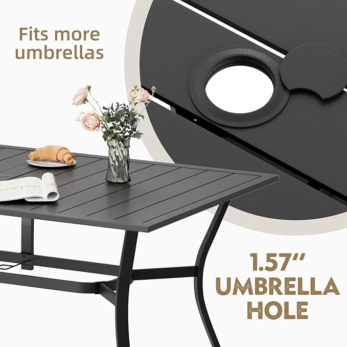 MELLCOM 7 Pieces Outdoor Dining Set, 6 Swivel Rocker Chairs - Image 9