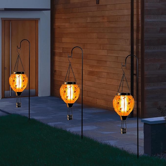 Starsoul Hot Air Balloon Solar Lantern Bee Glass Hanging Outdoor Hot Air - Image 6