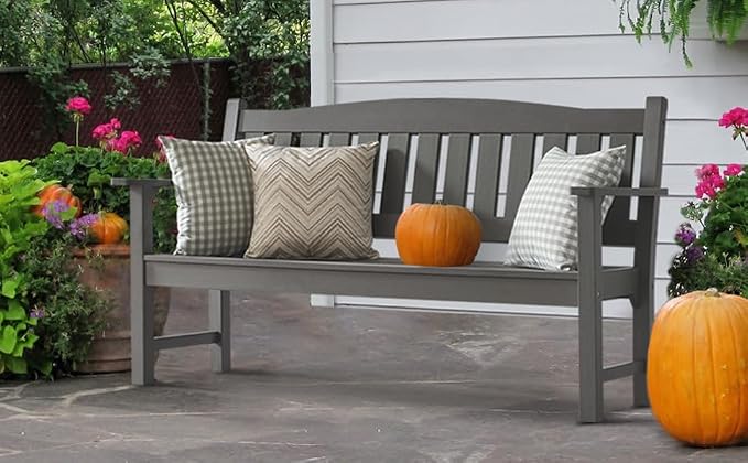 Psilvam 3-Person Outdoor Memorial Bench, All-Weather Poly Lumber Garden Bench - Image 5
