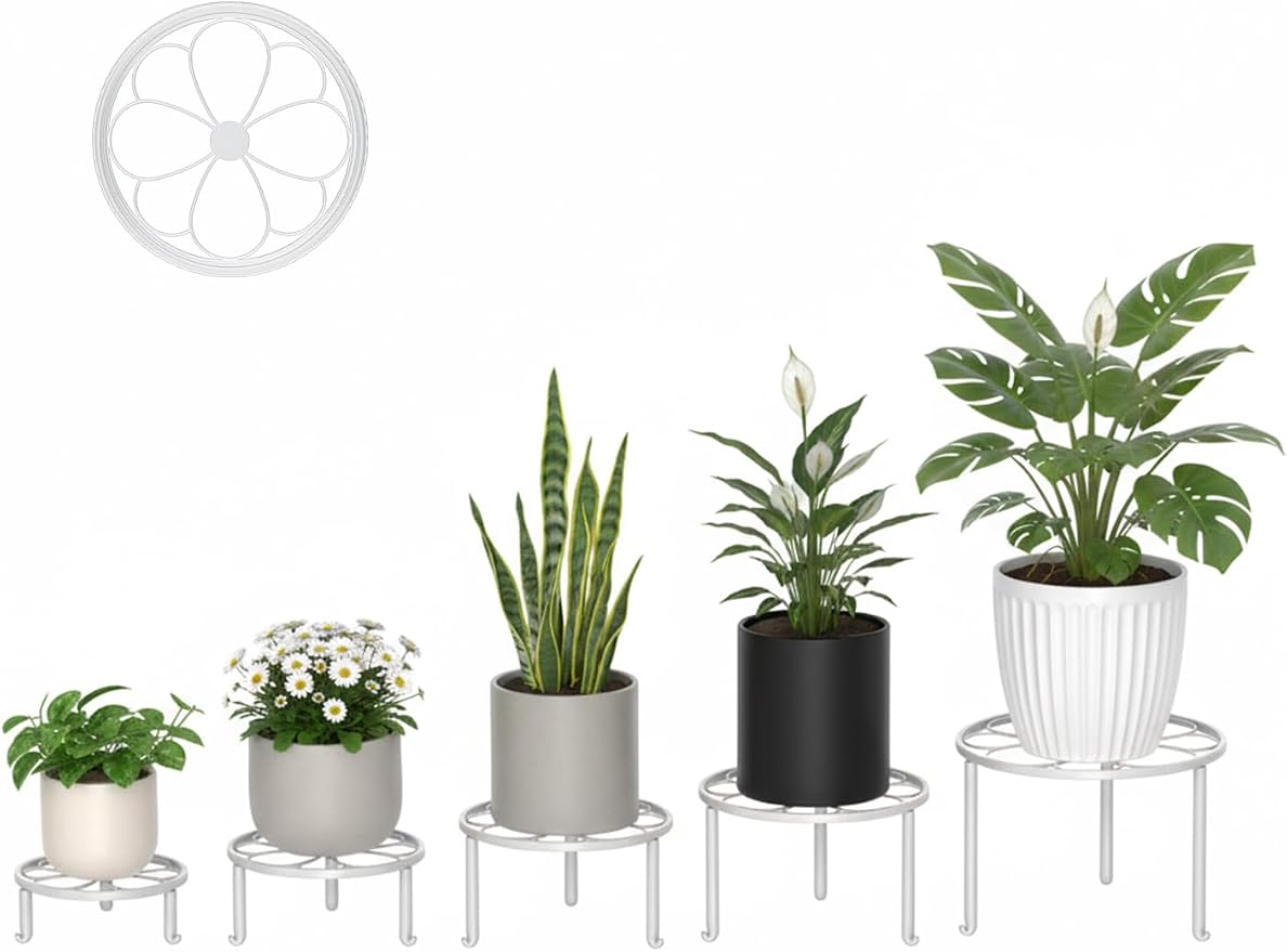 5 Pack Heavy Duty Metal Iron Plant Stand, Anti-Rust Iron Flower Pot Stand Holder - Image 2