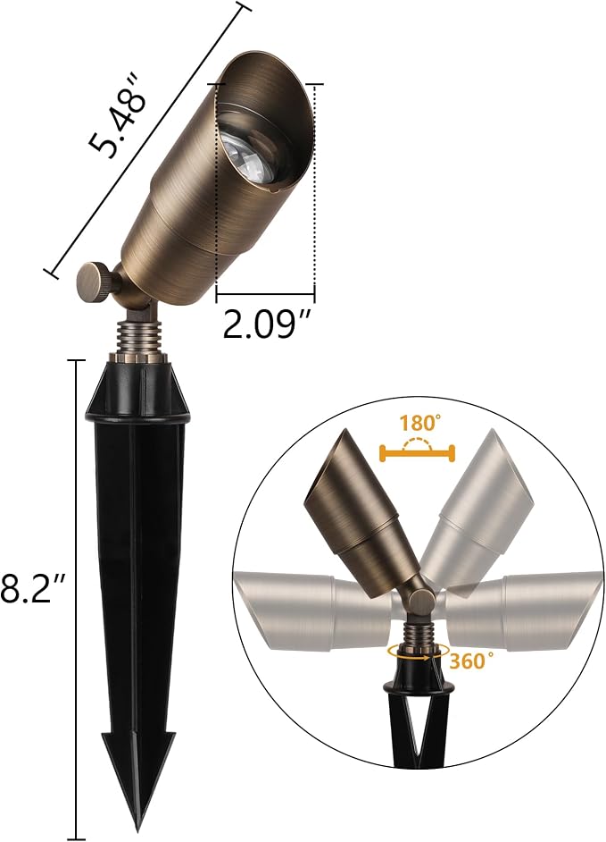 PARTPHONER Solid Brass Low Voltage Landscape Lighting, Wired 12V LED Landscape - Image 7