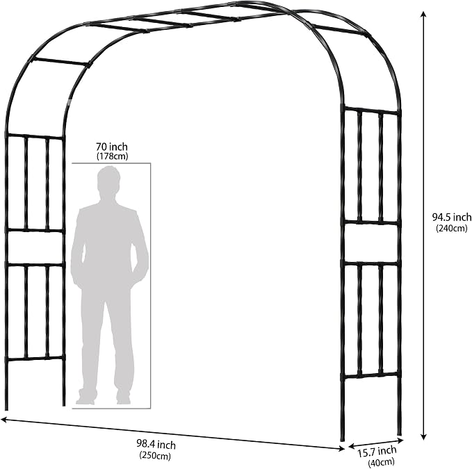 Twira Garden Arch Trellis, 7.9FT Metal Garden Arbor Trellis - Image 2