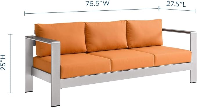 Modway Shore Aluminum Metal Outdoor Patio Sofa - Image 2