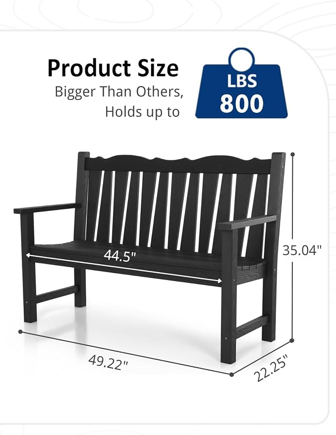 Outdoor Bench Set of 2, Weatherproof Garden Benches - Image 3