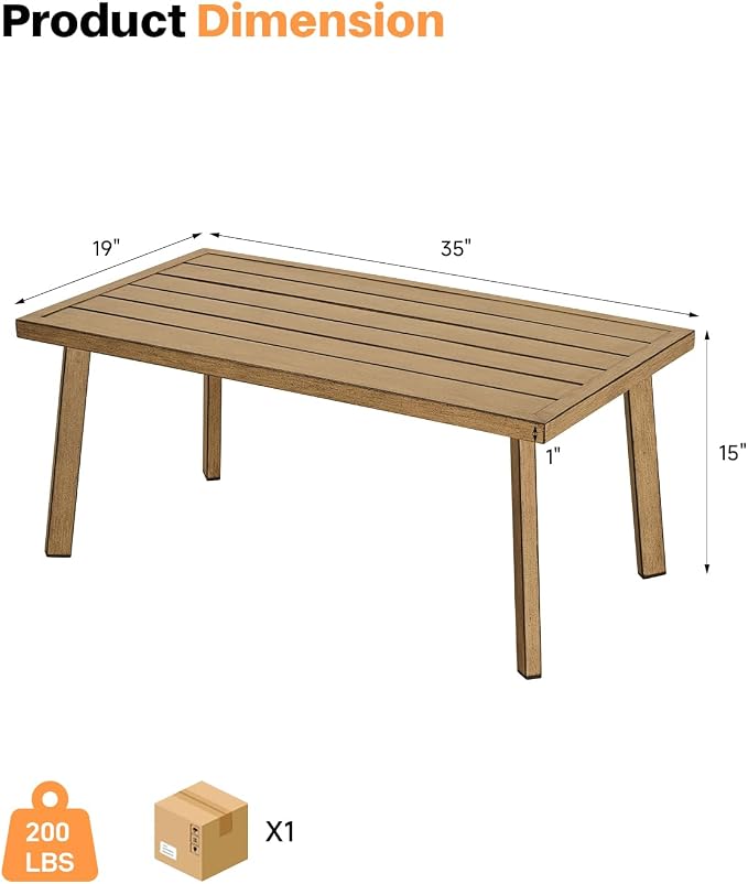 Patio Coffee Table, Never-Rust Aluminum Outdoor Coffee Table - Image 3