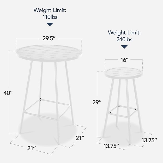 Best Choice Products 3-Piece Patio Dining Set, Bar Height, Outdoor Bistro Set - Image 2