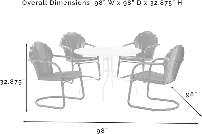 Crosley Furniture Tulip 5-Piece Outdoor Dining Set - Image 6
